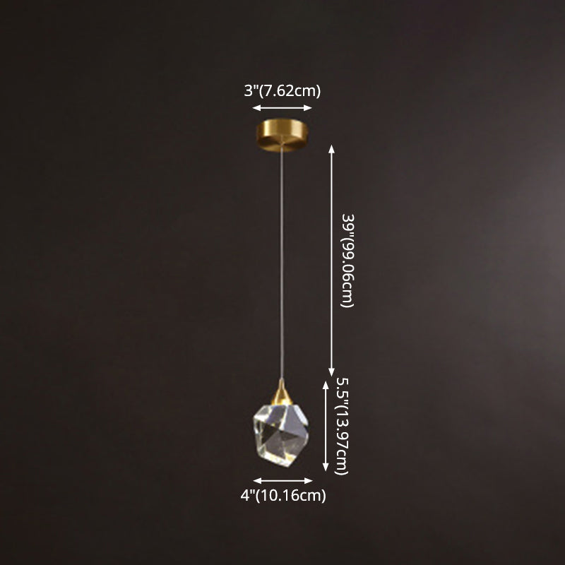 Golden Modern Stone Hanging Ceiling Light With Crystal Led: A Striking Bedroom Suspension Lighting
