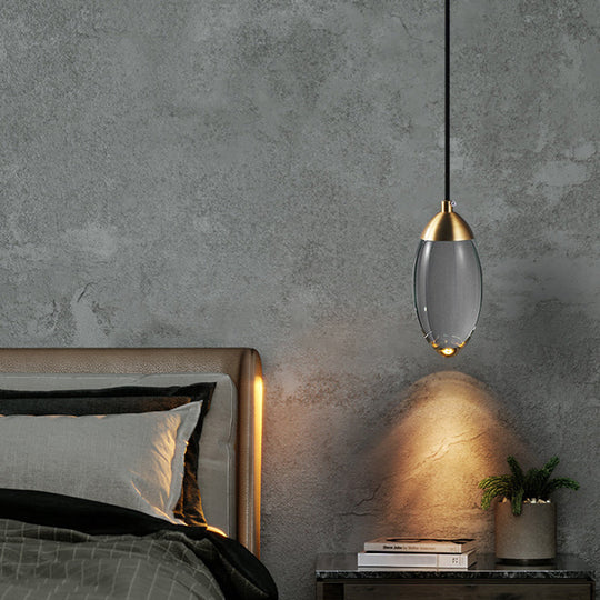 Modern Led Crystal Teardrop Pendant Light Fixture In Gold