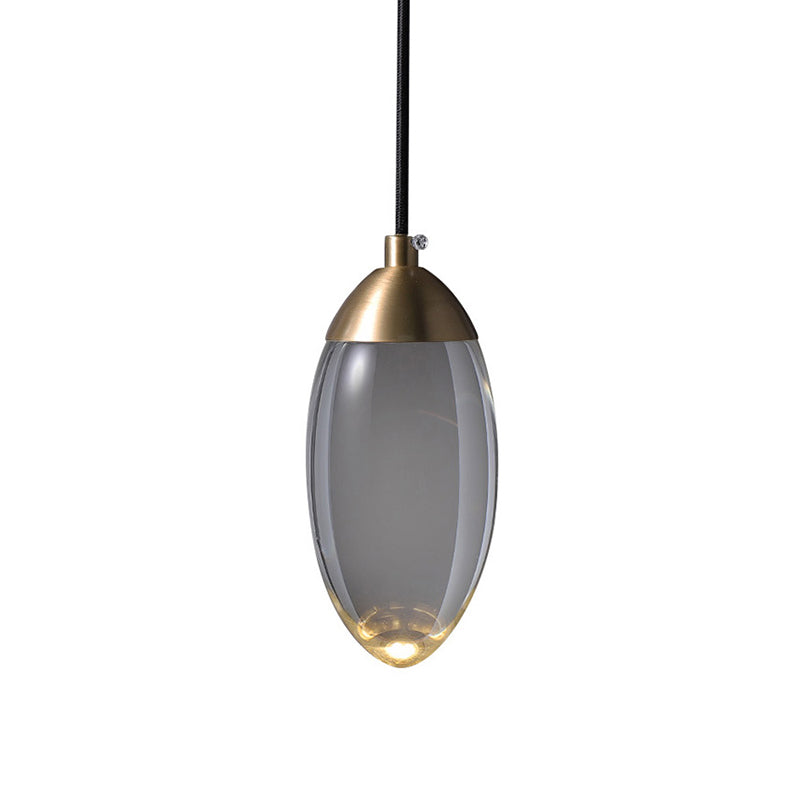 Modern Led Crystal Teardrop Pendant Light Fixture In Gold