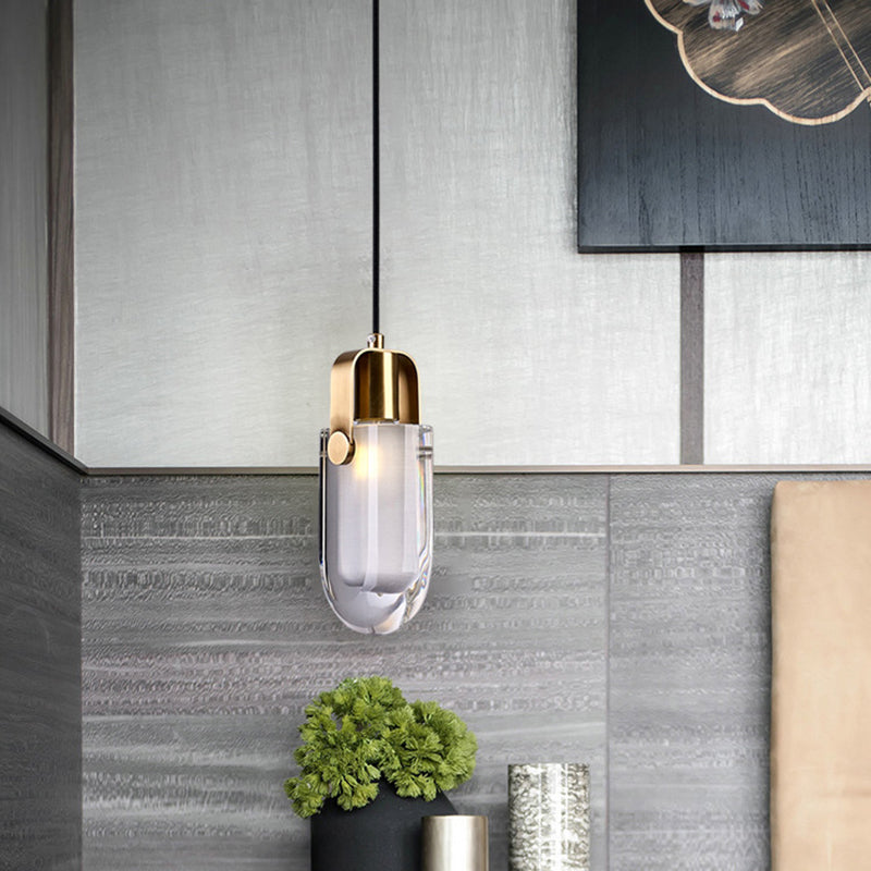 Contemporary Gold Led Crystal Pendant Ceiling Light