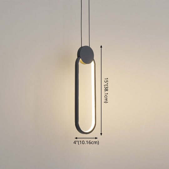 Contemporary Led Ceiling Pendant With Black Metal Ring - Bedside Lamps For Modern Bedrooms