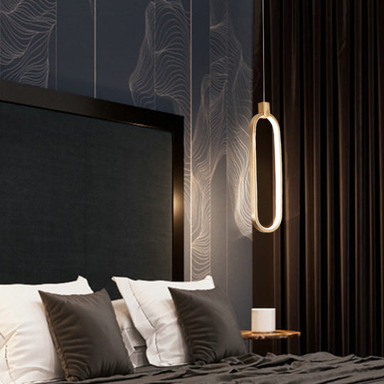 Gold Led Hanging Pendant Light For Bedroom With Metal Single Head And Small Ceiling Design