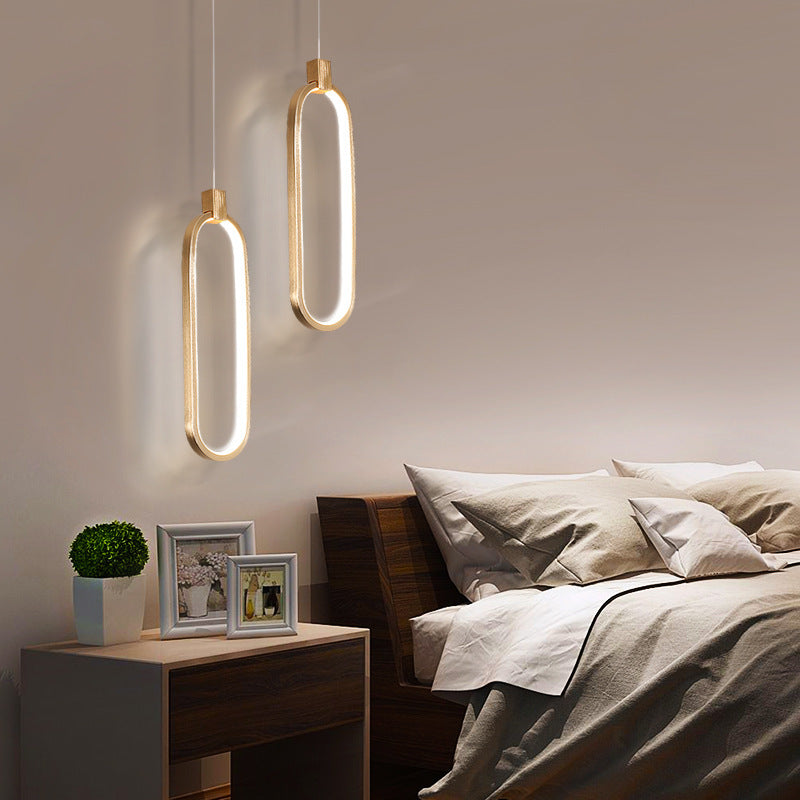Gold Led Bedroom Pendant Light - Single Head Metal Ceiling Hanging