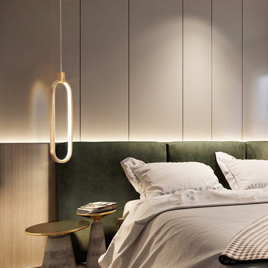 Gold Led Hanging Pendant Light For Bedroom With Metal Single Head And Small Ceiling Design