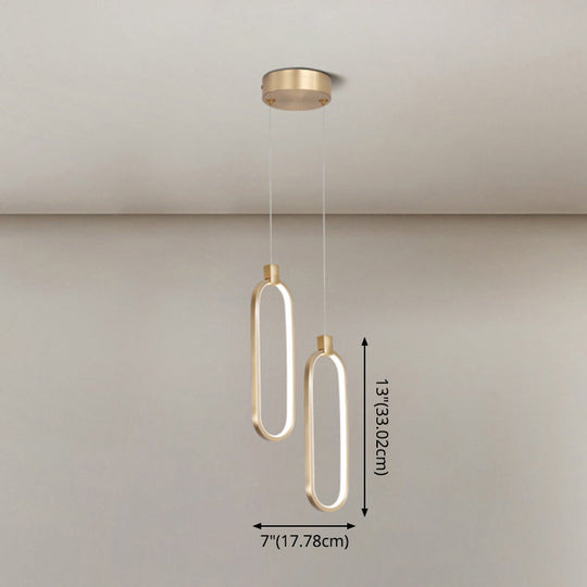 Gold Led Bedroom Pendant Light - Single Head Metal Ceiling Hanging