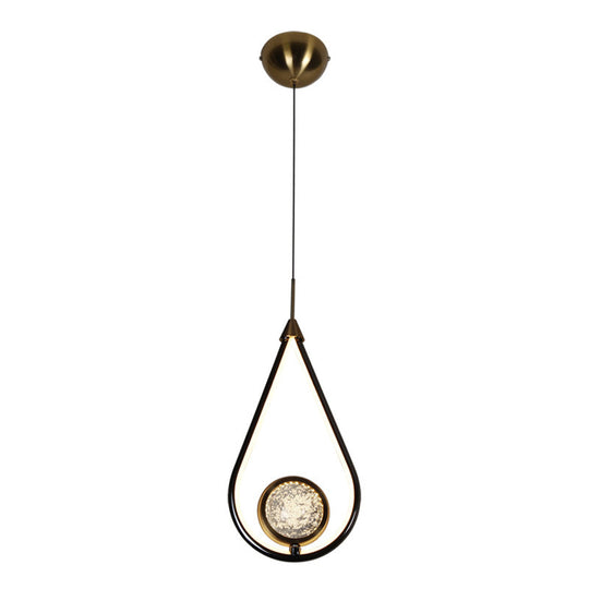Led Crystal Pendant - Contemporary Style Metal Ceiling Hanging Lamp