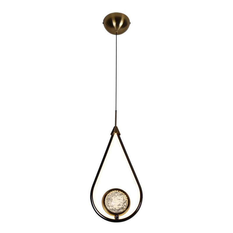 Modern Led Crystal Pendant Lamp With Metal Ceiling Mount