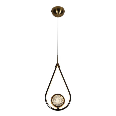 Modern Led Crystal Pendant Lamp With Metal Ceiling Mount