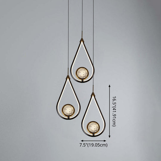 Led Crystal Pendant - Contemporary Style Metal Ceiling Hanging Lamp