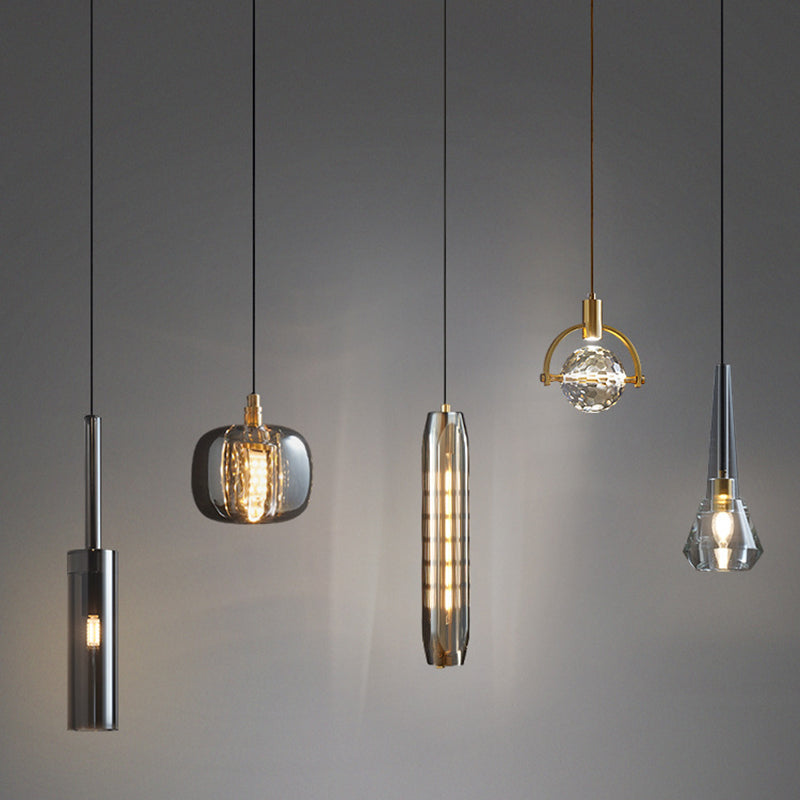 Modern Mini Crystal Pendant Light With Brass Finish For Living Room Bar And Coffee Shop Ceiling
