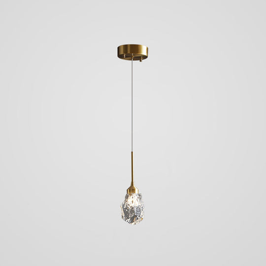 Mini Crystal Pendant Light With Brass Finish For Modern Living Spaces