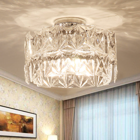 6 - Light Clear Crystal Cubic Ceiling Flush Mount For Bedroom Simplicity