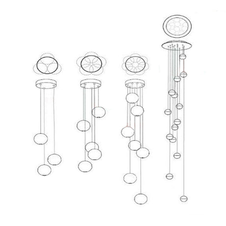 Modern Nordic Led Clear Bubble Glass Mini Pendant Light - Round Stair Hanging Lamp
