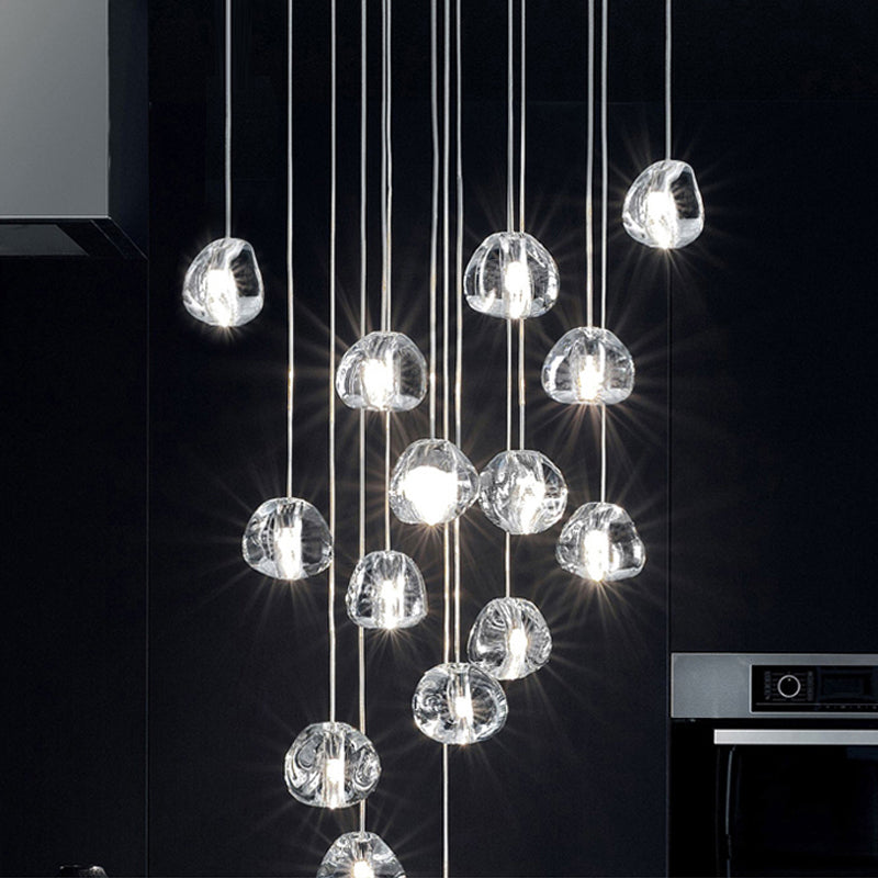 Modern Nordic Led Clear Bubble Glass Mini Pendant Light - Round Stair Hanging Lamp 14 /