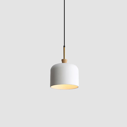Colorful Macaron Pendant Light With Metal Shade - Industrial Hanging Lamp White / 8’