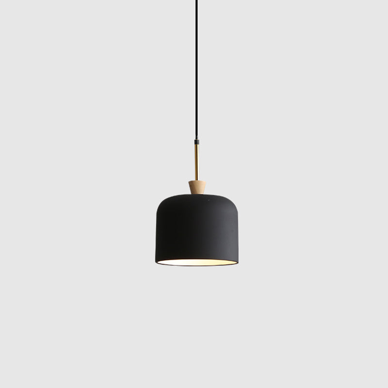 Colorful Macaron Pendant Light With Metal Shade - Industrial Hanging Lamp Black / 8’