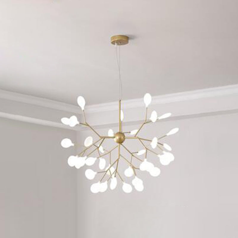 Contemporary Firefly Chandelier With Frosted Acrylic Lampshade For Living Room Ceiling 36 / Gold