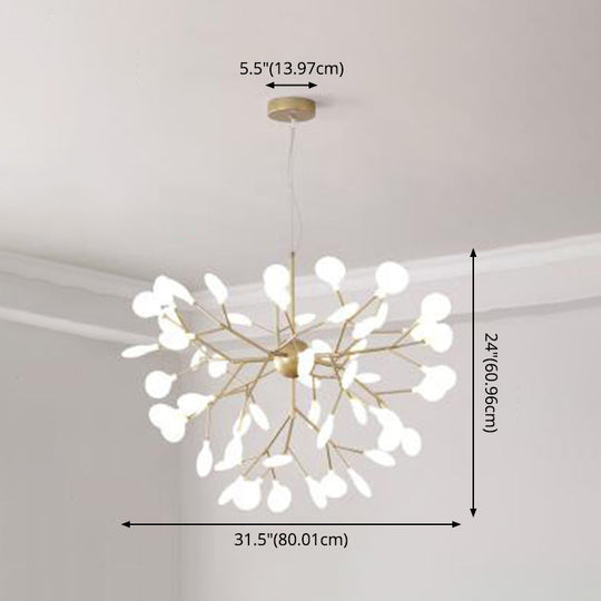 Contemporary Firefly Chandelier With Frosted Acrylic Lampshade For Living Room Ceiling