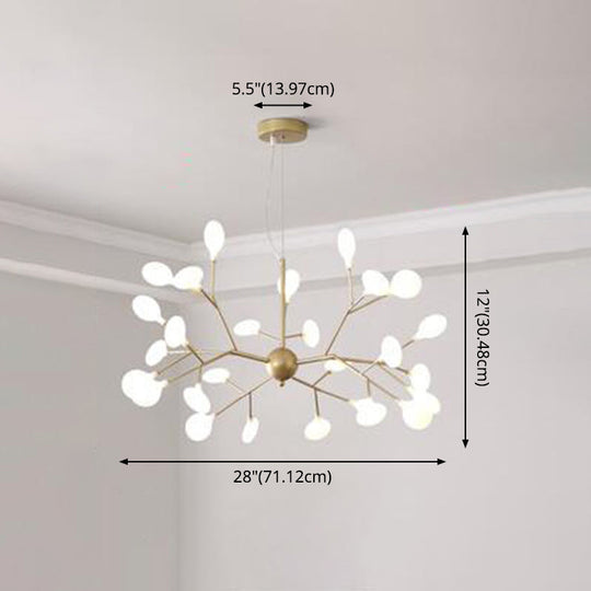 Contemporary Firefly Chandelier With Frosted Acrylic Lampshade For Living Room Ceiling