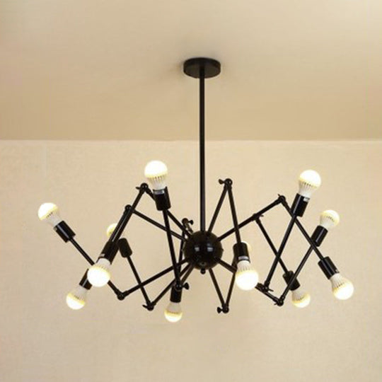 Wrought Iron Spider Chandelier - Retro Industrial Pendant Light For Coffee Shops And Workshops 12 /