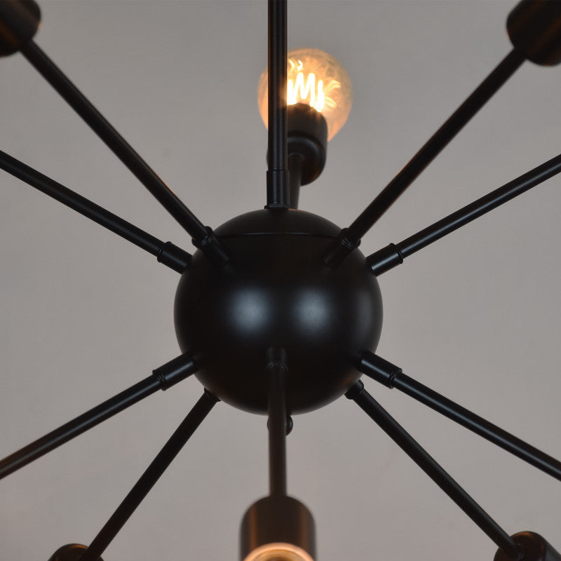 10-Light Vintage Industrial Chandelier For Living Restaurants And Bars In Black