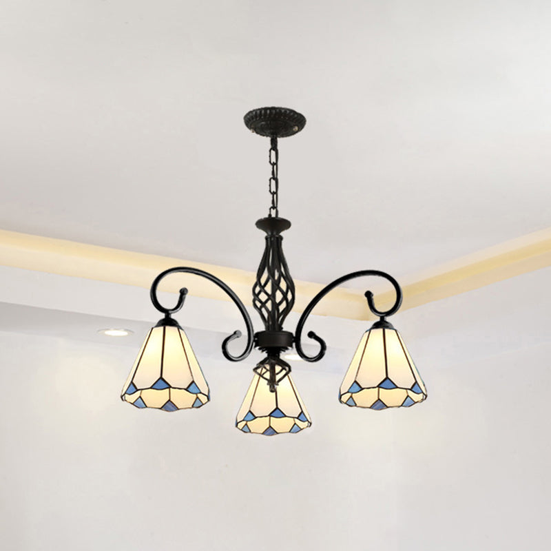 Tiffany Stained Glass Chandelier Light With 12 Adjustable Chains - Perfect For Living Room Ceiling