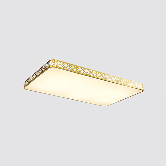 Minimalist Brass Ceiling Light With Geometric Design And Led Flushmount / 35.5’ Square Plate