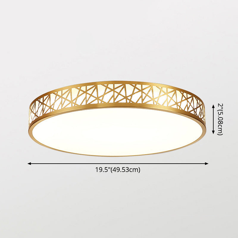 Minimalist Brass Ceiling Light With Geometric Design And Led Flushmount