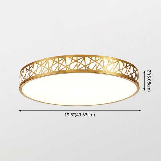 Minimalist Brass Ceiling Light With Geometric Design And Led Flushmount