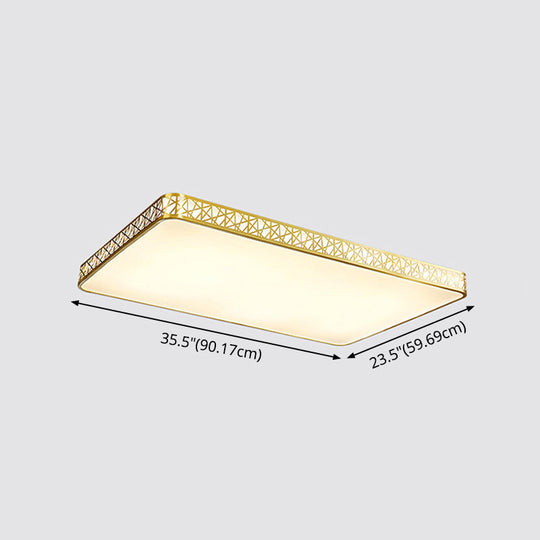 Minimalist Brass Ceiling Light With Geometric Design And Led Flushmount