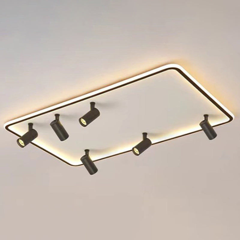 Modern Led Flush Mount Spotlight For Living Room Ceiling - Acrylic Rectangular Design Black /