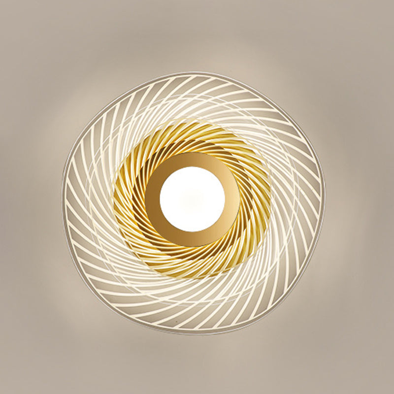 Simplicity Gold Acrylic Ruffle Flushmount Led Ceiling Light For Living Room