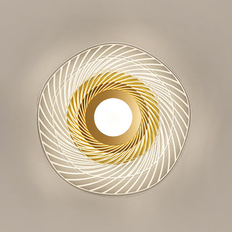 Simplicity Gold Acrylic Ruffle Flushmount Led Ceiling Light For Living Room