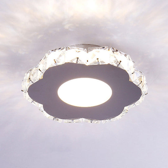 Stylish Stainless Steel Led Flush Light With Crystal Accents For Hallway