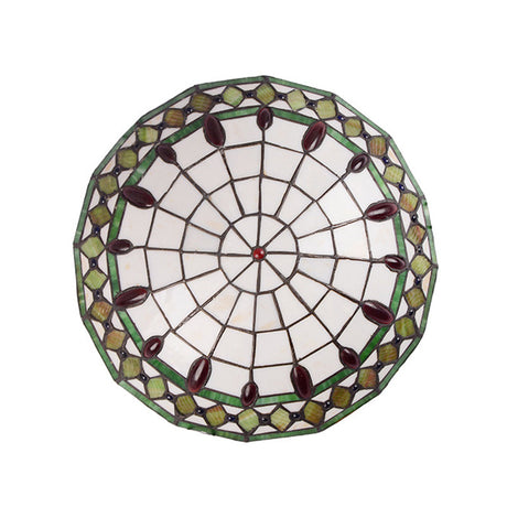 Mediterranean Jeweled Round Ceiling Light - Handcrafted Glass Fixture For Bedroom Green / 12