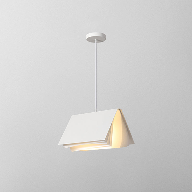 Metal Art Deco Pendant Light Fixture - Stylish Rectangle Design 1-Light White / 8