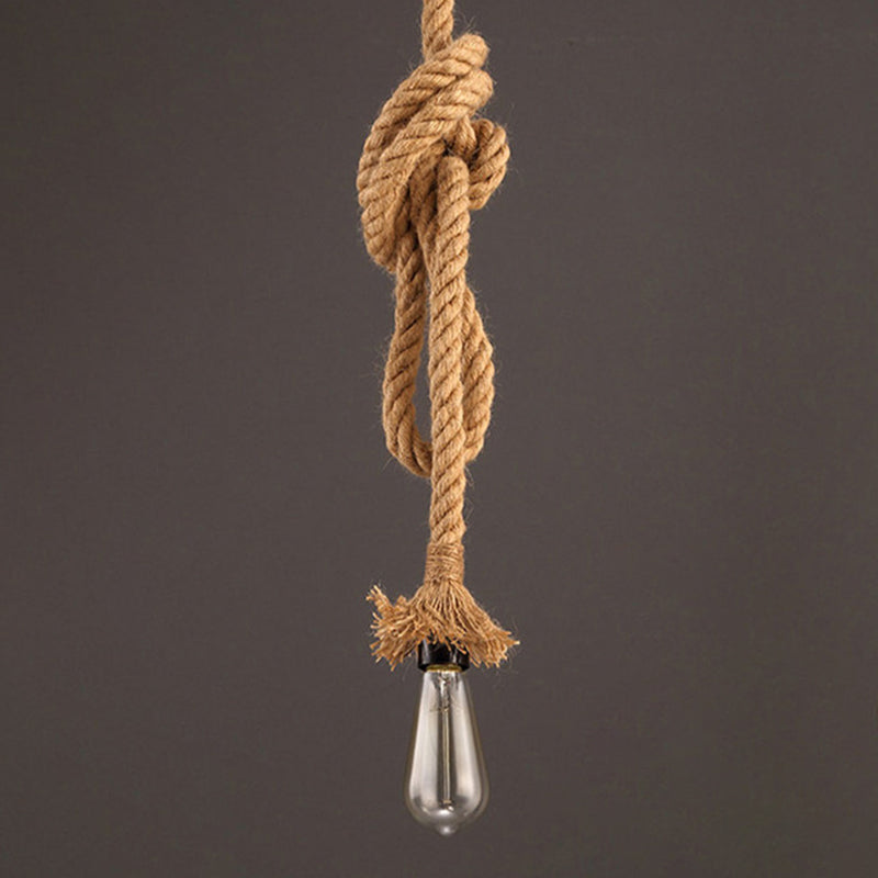 Vintage Linen Rope Pendant Lamp With 1 Light For Dining Room Décor Beige / 39’