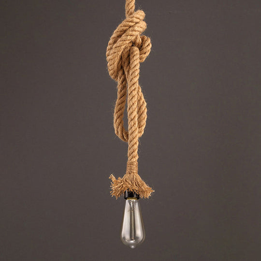 Vintage Linen Rope Pendant Lamp With 1 Light For Dining Room Décor Beige / 39’