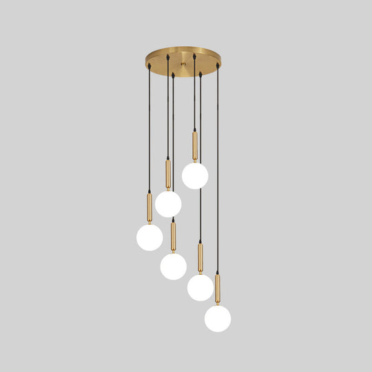 Minimalist Globe Pendant Light - Modern Metal Hanging Lamp For Living Room 6 / Brass