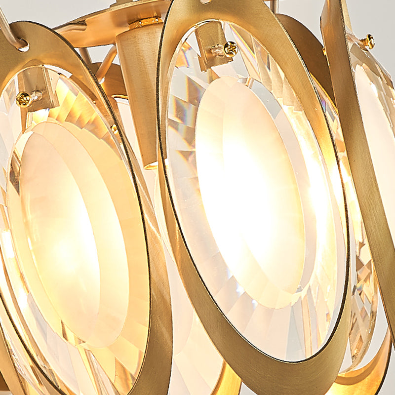 Contemporary Oval Wall Light With Clear Crystal Deco - Metallic 1-Light Fixture For Living Room