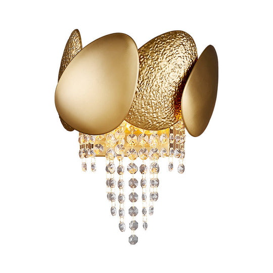 Modern Egg Shaped Wall Mount Light With 2 Metal Lights - Golden Sconce Lighting Clear Crystal