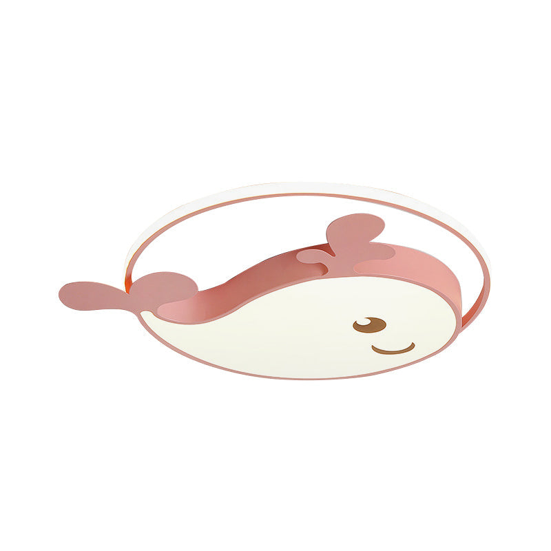 Smile Dolphin Kids’ Bedroom Ceiling Lamp - Acrylic Animal Flush Light