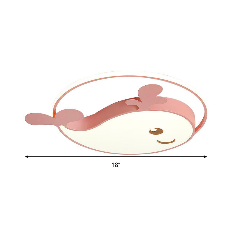 Smile Dolphin Kids’ Bedroom Ceiling Lamp - Acrylic Animal Flush Light
