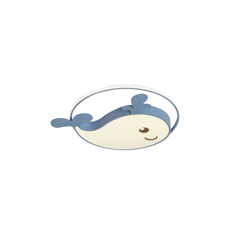 Smile Dolphin Kids’ Bedroom Ceiling Lamp - Acrylic Animal Flush Light