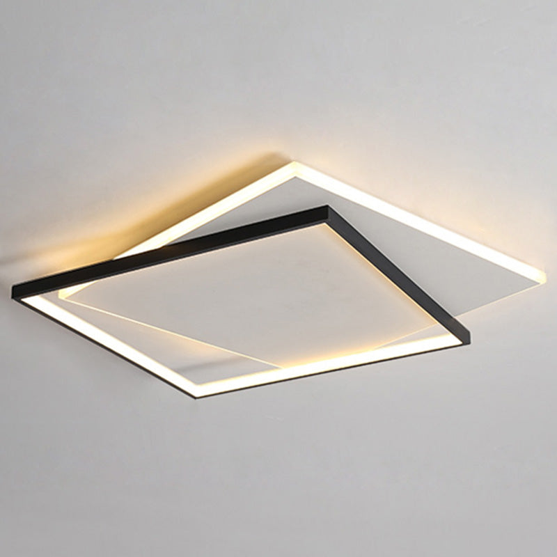 Led Geometric Double Square Ceiling Lamp With Acrylic Shade - Sleek Flush Mount Lighting 20.5’ /