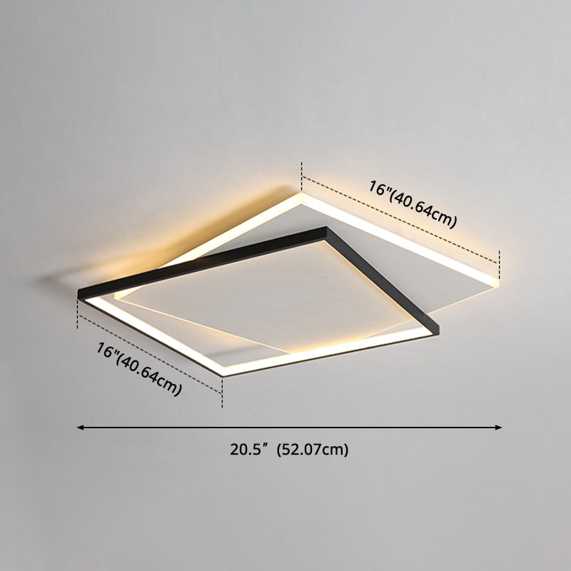 Led Geometric Double Square Ceiling Lamp With Acrylic Shade - Sleek Flush Mount Lighting