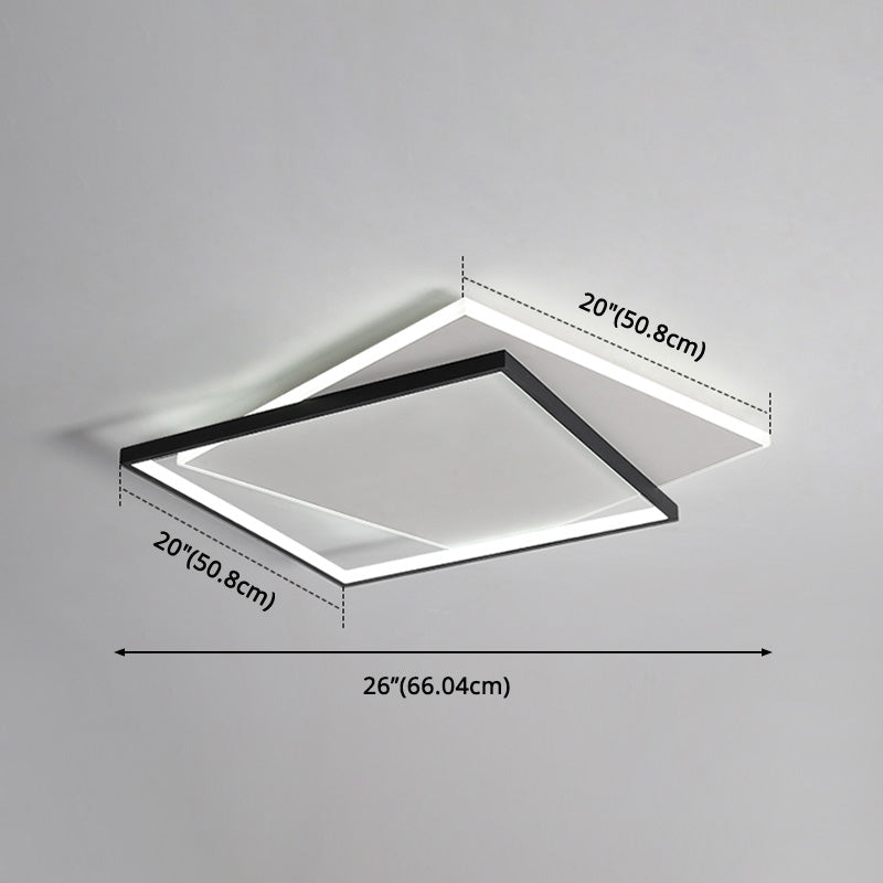 Led Geometric Double Square Ceiling Lamp With Acrylic Shade - Sleek Flush Mount Lighting