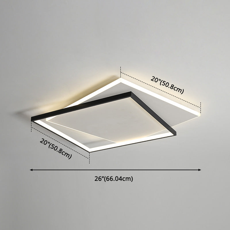 Led Geometric Double Square Ceiling Lamp With Acrylic Shade - Sleek Flush Mount Lighting