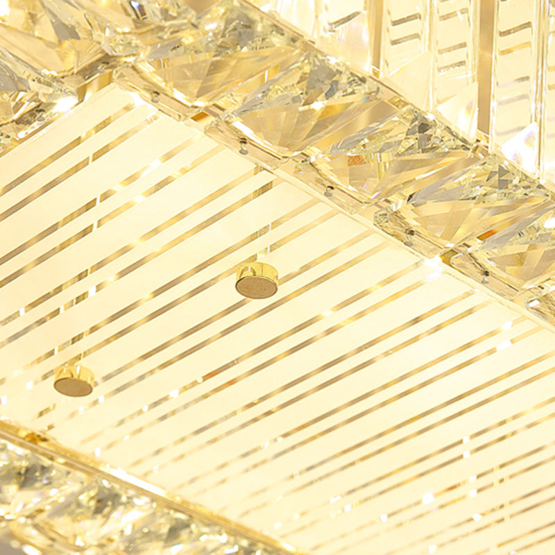 Modern Led Flush Ceiling Lamp With Clear Crystal Drum Shape For Living And Dining Room Lighting