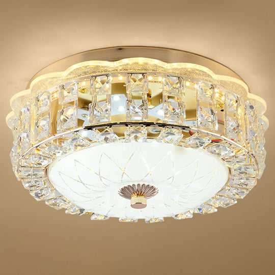 Crystal Led Flush Mount Ceiling Light For Modern Bedroom Décor Gold / 12’ Drum